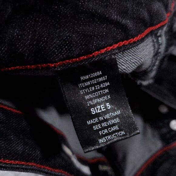 Hot Topic Lovesick Black Rolled Cuffed Jean Shorts Stretch Denim Size 5 - Picture 6 of 12